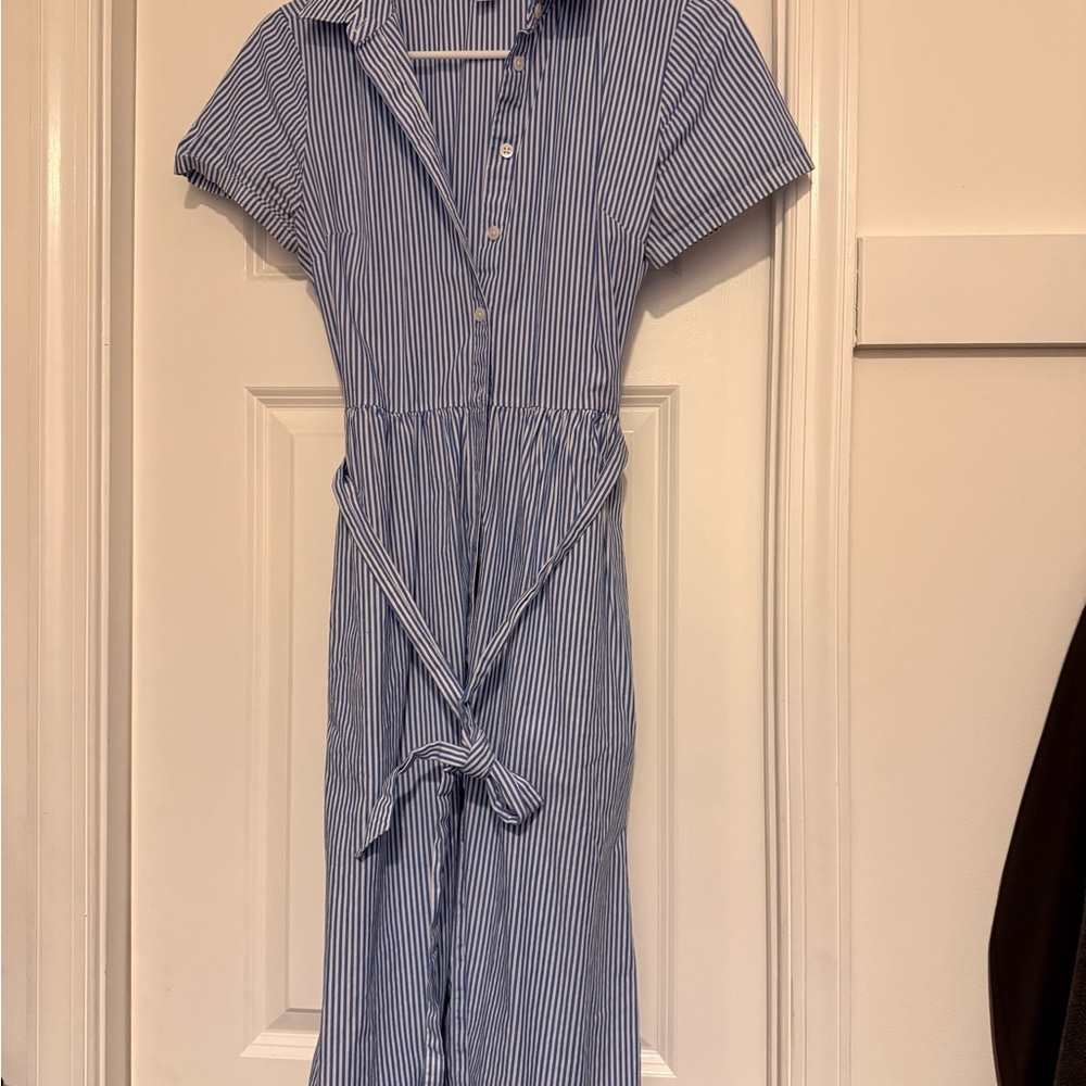 J. Crew Blue and White Striped Shirt